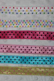   Turquoise Black POLKA DOT Foldover Elastic FOE baby headband  