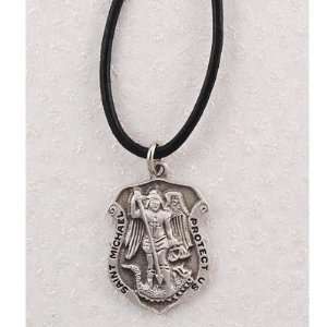 Hand Engraved New England Pewter Medal St. Michael the Archangel Badge 