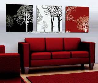   painted Oil Painting 60x20 Trees White Black Red Chinese G771  