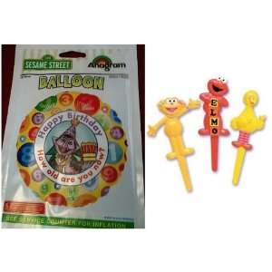  Sesame Street Mylar Balloon with 12 Cupcake Picks 