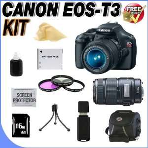 T3 12.2 MP CMOS Digital SLR with 18 55mm IS II Lens (Black) & Canon 