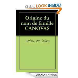 Origine du nom de famille CANOVAS (Oeuvres courtes) (French Edition 