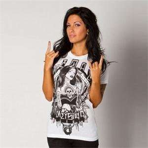  Metal Mulisha Womens Strap Up T Shirt   X Large/White 