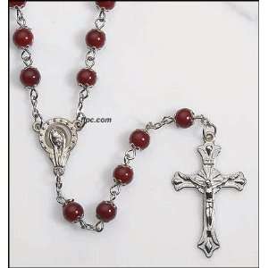  Red Glass Bead Double Capped Rosary from FFPC 