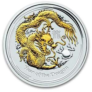  2012 Year of the Dragon   1 oz Gilded Silver Coin (S2) (Capsule 