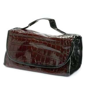    New Burgundy Croc 4 Section Roll Up Cosmetic Travel Case: Beauty