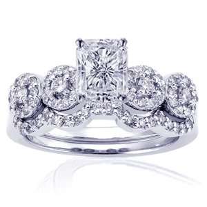   Radiant Cut Diamond Wedding Rings Set FLAWLESS: Fascinating Diamonds