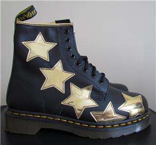Dr. Martens Stella 1460 BLACK/GOLD STARS Boots Size 8/UK 6  