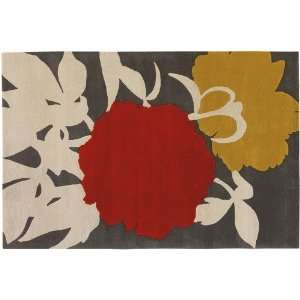 Thomas Paul Peony Rug in Red / Gris   T PERG   8 Round