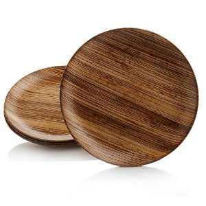  Colin Cowie Set of 4 Zebra Wood Dinner Plates: Home 