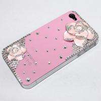 Luxury pink camellia diamond battery case cover screen protector FOR 