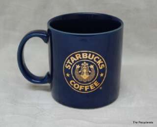 Vtg STARBUCKS Old Retired Logo Coffee Cup Mug Blue Gold Japan Siren 