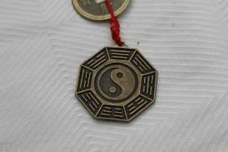 Yin Yang medallion w/ 3 large dragon coins feng shui charm for harmony 