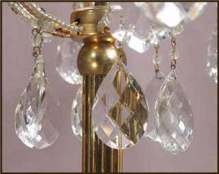   French Gilt Bronze Beaded Crystal Chandelier Floor Lamp Candelabra