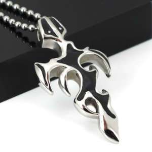 Cool Mens Stainless Steel Pendant Flame Necklace Chain  