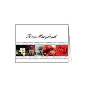 Maryland State specific card red, black & white Winter collage Card