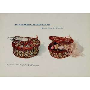  1904 Original Color Print Woven Straw Baskets Two 