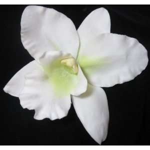  NEW White Real Touch Cattleya Orchid Flower Hair Clip 
