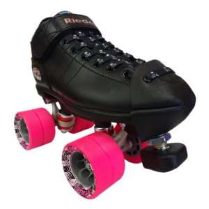 R3 Black Boots with Pink Cayman Wheels and Black Skull Laces and Black 