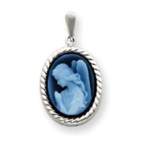  14k Gold White Gold Wings of Love Cameo Pendant: Jewelry