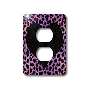   Animal Print Black Heart   Light Switch Covers   2 plug outlet cover