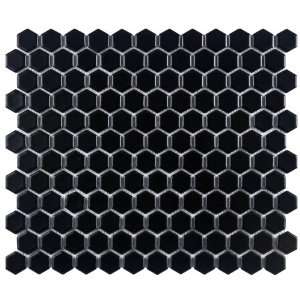 Retro Hex Matte Black 10 1/4 x 11 3/4 Inch Porcelain Floor & Wall Tile 