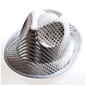 Silver Faux Sequin Fedora Toys & Games