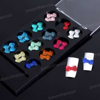 24pcs Mix Color 3D lazurite Bow tie Gel UV Nail art DIY Tips 