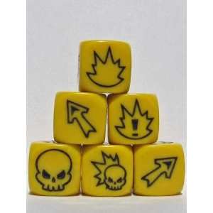  Flaming Skull Dice   Yellow w/Black Toys & Games