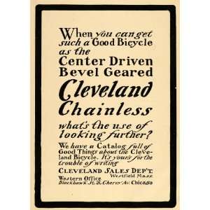  1901 Vintage Ad Cleveland Chainless Bicycle Bike Cycle 