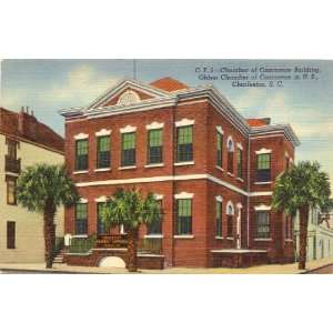 1940s Vintage Postcard   Chamber of Commerce Building   Charleston 