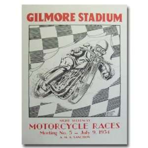   Gilmore Stadium Motorcycle Racing Night Speedway Program Poster Print