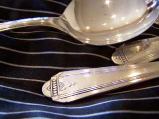 BARBARA Lot of 12 Silverplate Soup Spoons Oneida Tudor Plate Art Deco 