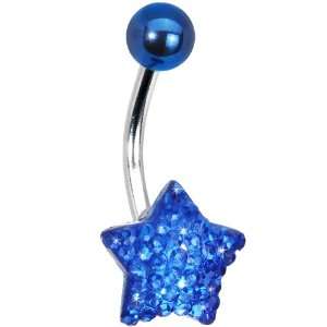  10mm Blue Sparkler Star Belly Ring: Jewelry