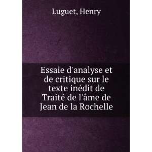   de TraitÃ© de lÃ¢me de Jean de la Rochelle Henry Luguet Books