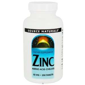  Source Naturals Zinc Chelate 50mg elemental 250 tabs 