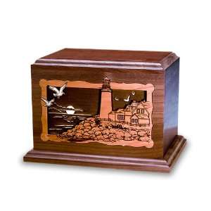  Lighthouse Dimensional Wood Cremation Urn   Engravable 
