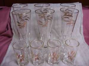 Tall Wheat Pattern Champagne Glasses + Extra  
