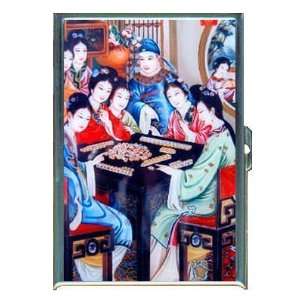 MAHJONG CHINA PAINTING ID Holder, Cigarette Case or Wallet MADE IN 