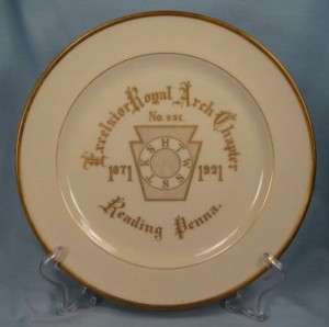 EXCELSIOR ROYAL ARCH CHAPTER READING PA PLATE Lenox (O)  