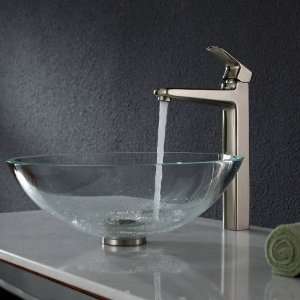    15500BN Crystal Clear Glass Vessel Sink and Virtus