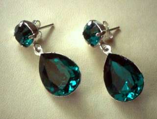 Swarovski crystal emerald fancy drop pear earrings  