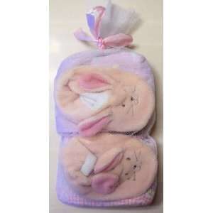 Set of Two Burp Cloths, and a Pair of Rabbit Shoes Baby