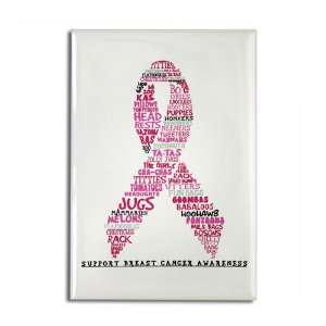  Rectangle Magnet Cancer Pink Ribbon Support Breast Cancer 