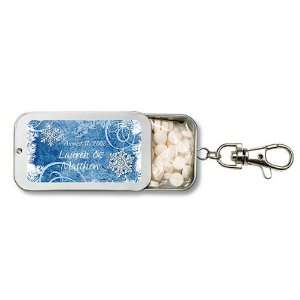 Baby Keepsake Snowy Day Winter Theme Personalized Key Chain Mint Tin 