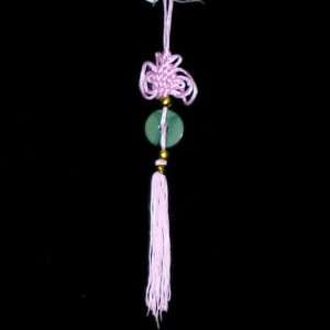 Feng Shui Good Luck Charm with Purple Silk Knot and Jade Coin