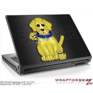  Small Laptop Skin   Puppy Dogs on Black by WraptorSkinz 