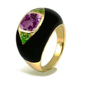  925 Sterling Silver Chrome Diopside Amethyst Onyx Cocktail 