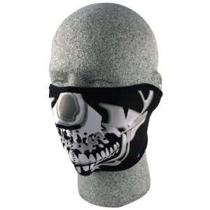  Zan Headgear Half Face Mask Chrome Skull One Size Fits 