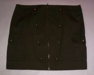 Mimi Chica Military Army Green Cargo Zip Front Skirt Womens Size 